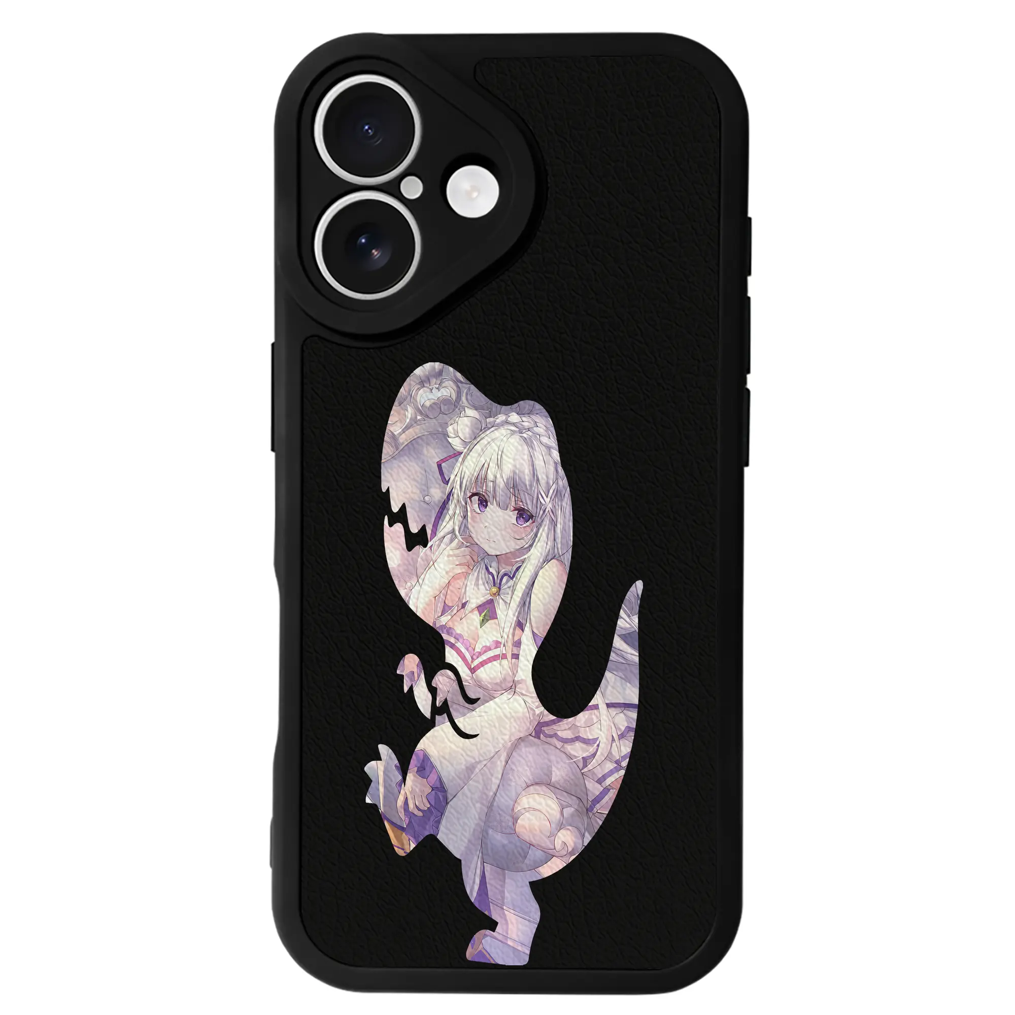 リゼロ グッズ エミリア - IPhone 16シリーズ対応 ・ シリコンスマホケース ・ レザー調 ・ 高精度フィット ・ 耐衝撃 ・ ワイヤレス充電対応 ・ 精密カット